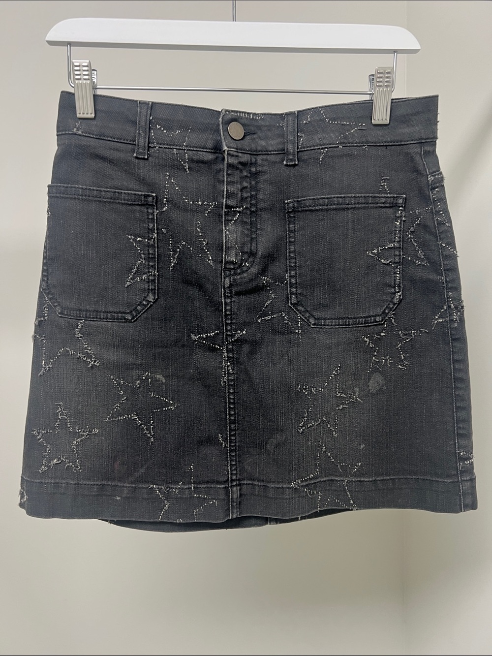 Stella McCartney Black Star-Accent Denim Mini Skirt